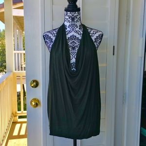 ❤️ Hard tail draped neck army green tank top